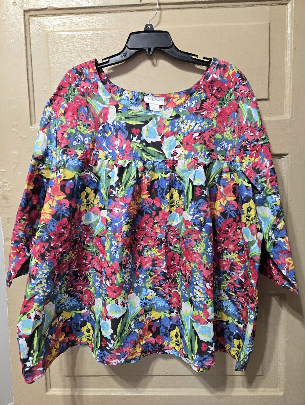 CW Classics Cotton Blend Floral Peasant Blouse EUC Size: 4X